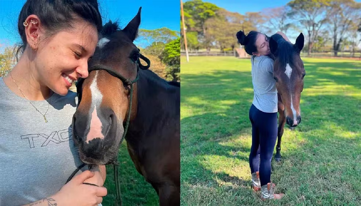 Ana Castela é apaixonada por cavalos. Ela é tutora do cavalo Blake, com quem divide a vida no campo. 